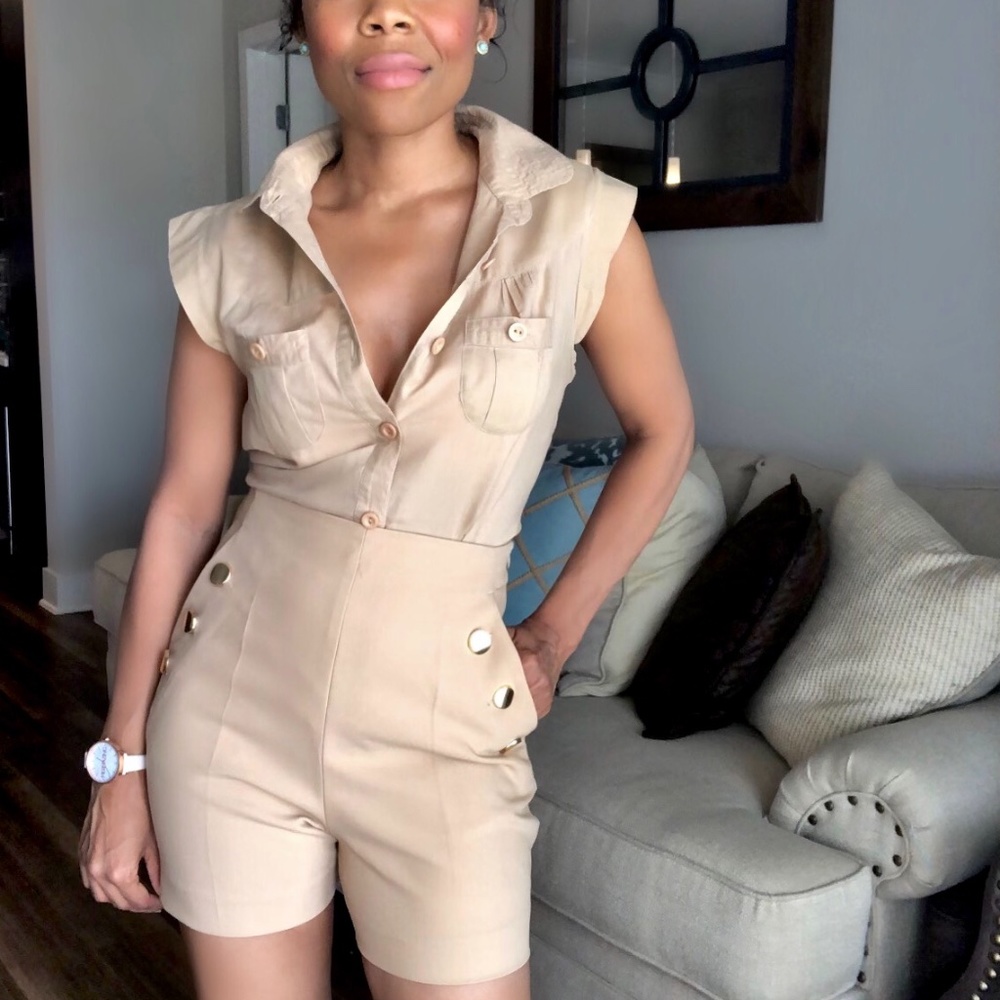 NEW ZARA High Waist Neutral Shorts Sz 2